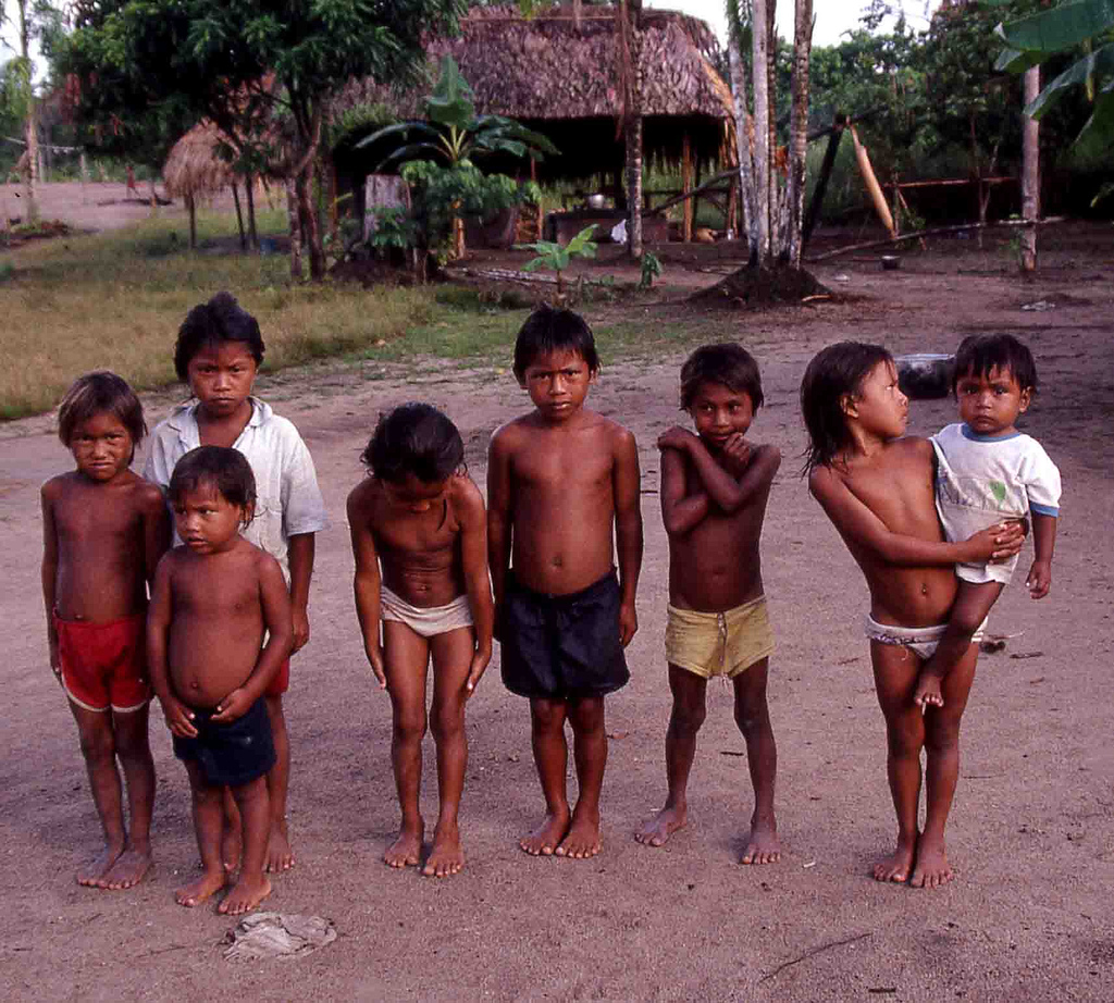 Bambini indio del Venezuela. Molti di essi rischiano di morire a causa della mancanza di cure