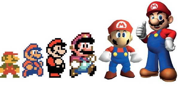 mario evoluzione grafica