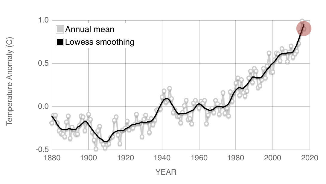 La media della temperatura mondiale misurata dal NASA Earth Observatory - Ecologia.