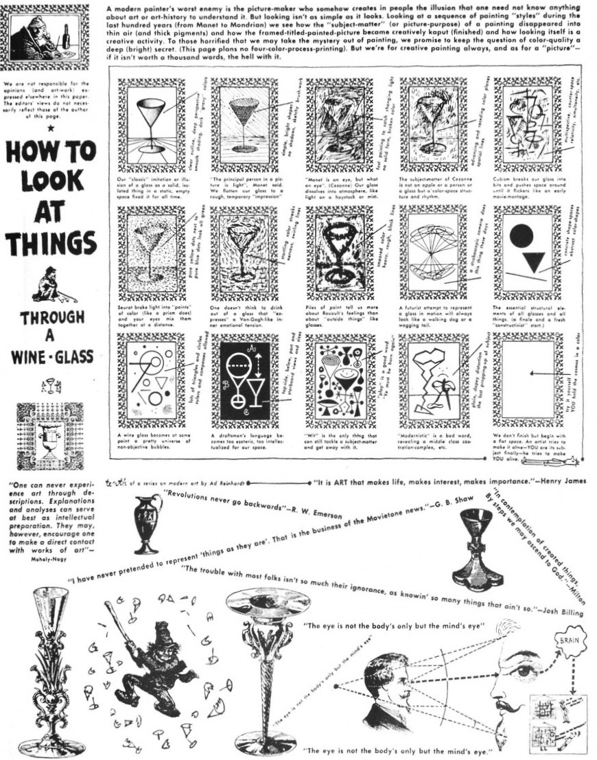 Ad Reinhardt, How to Look at Things Through a Wine-Glass, PM 07/07/1946.