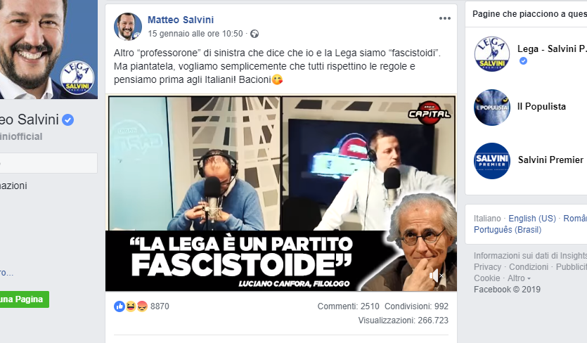 Il linguaggio che usa Salvini testimonia la sua nuova idea di italianità