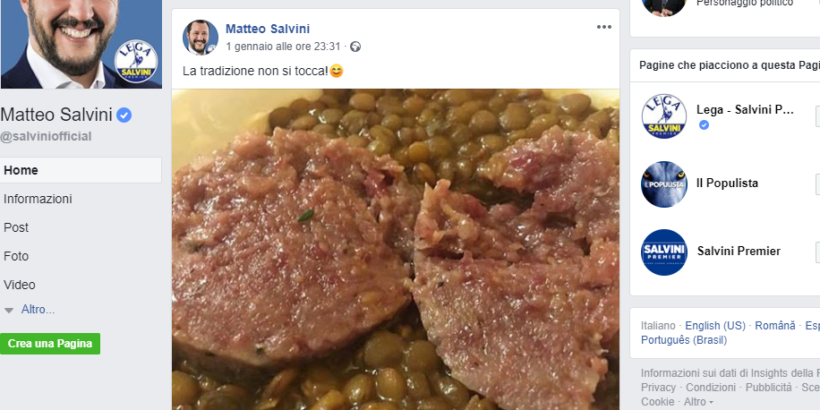 La difesa delle tradizioni è un punto importante della nuova italianità di Salvini