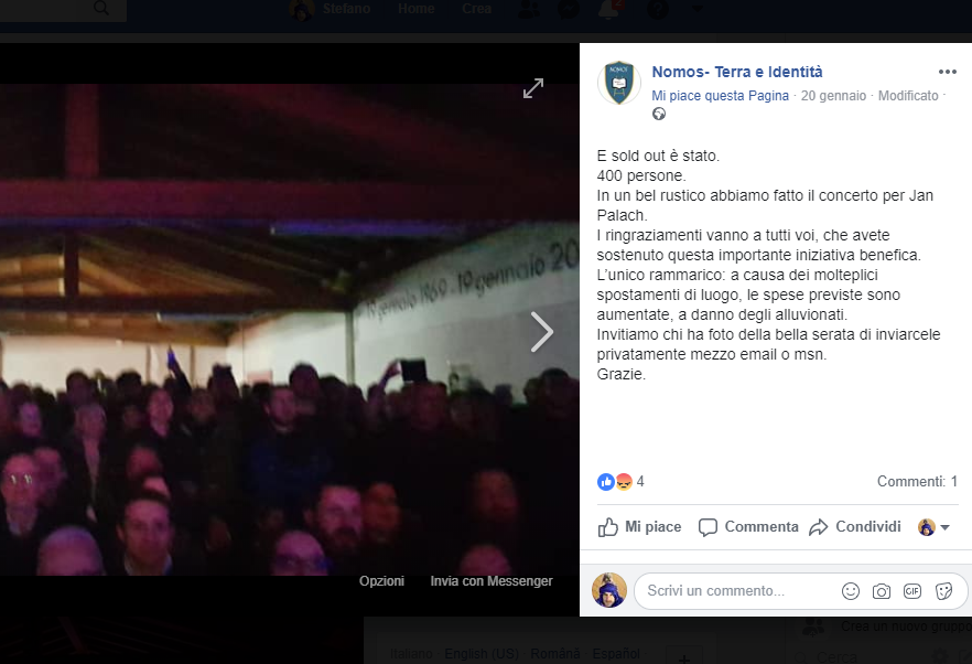 Foto del concerto a Verona organizzato dalla destra in onore di Jan Palach.