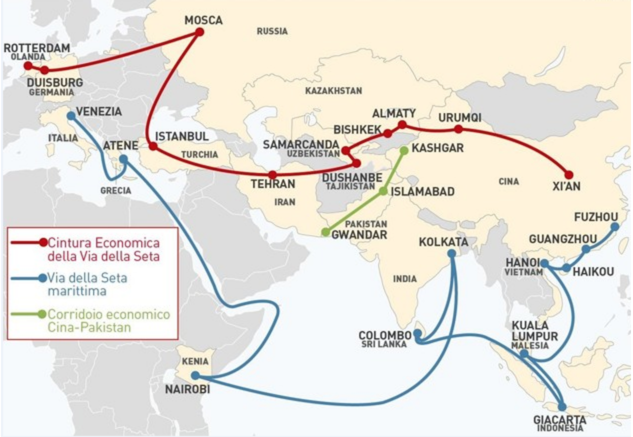La mappa della Nuova Via della Seta