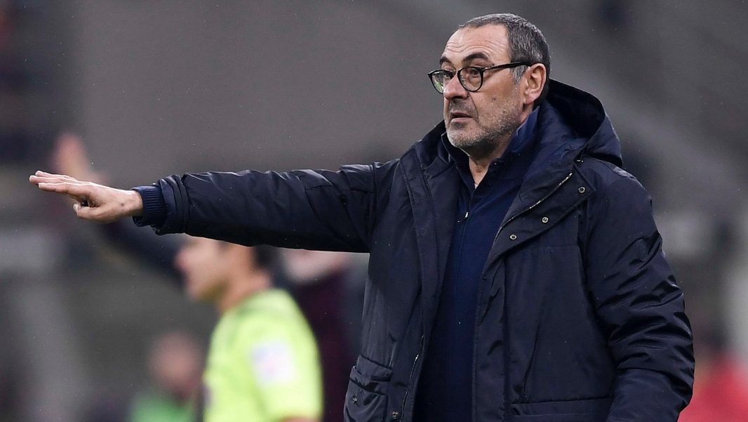 Maurizio Sarri, allenatore della Juventus, in occasione della partita Milan-Juventus. Foto: twitter.com/juventusfc