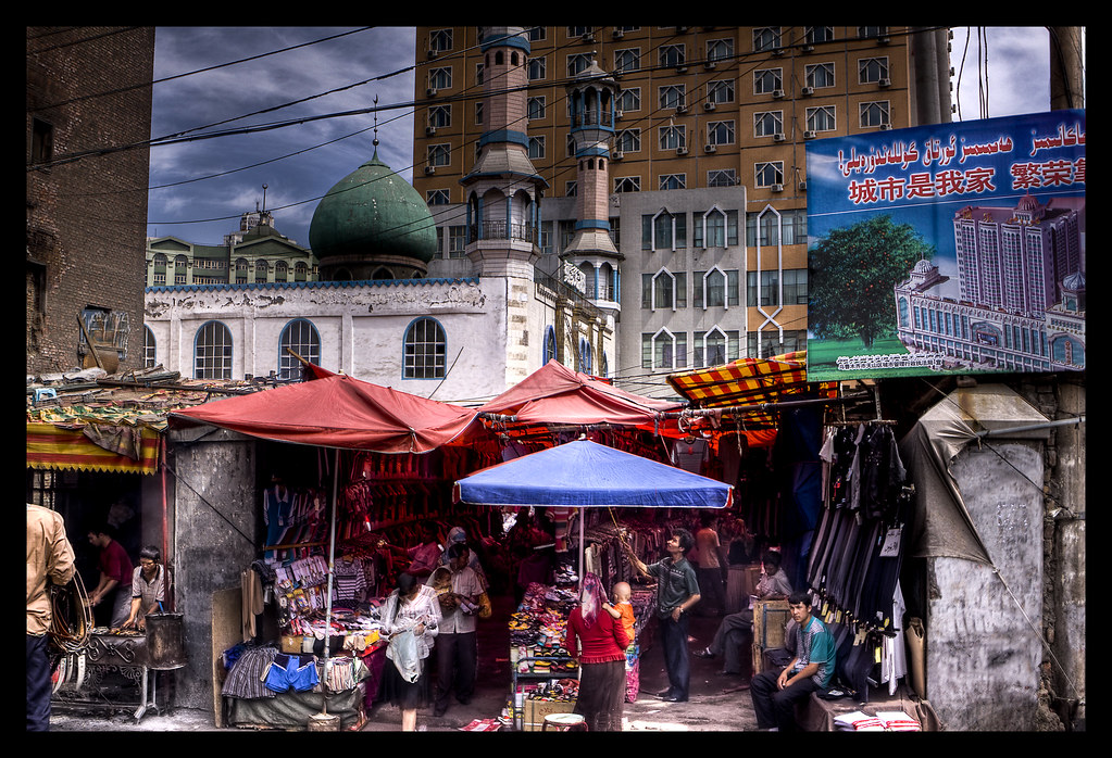 Foto del mercato di urumqui, dove vivono gli uiguri, in Cina
