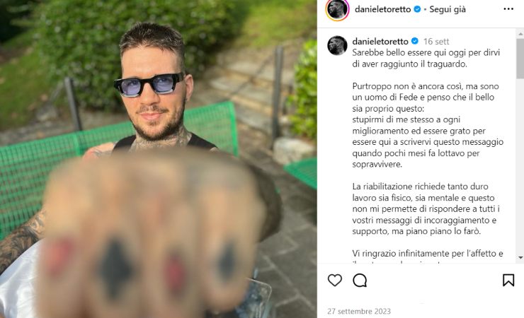 daniele scardina riappare su instagram