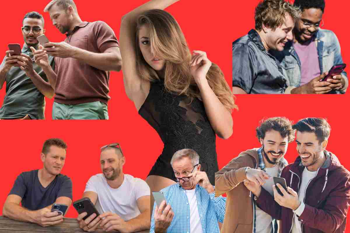 Donna sensuale osservata dagli uomini
