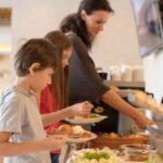 famiglia che fa colazione in albergo