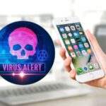 foto di telefono pieno di app e allarme virus