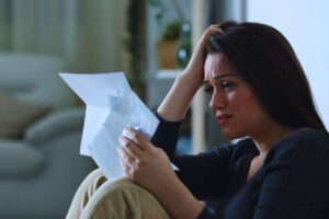 ragazza legge lettera e piange