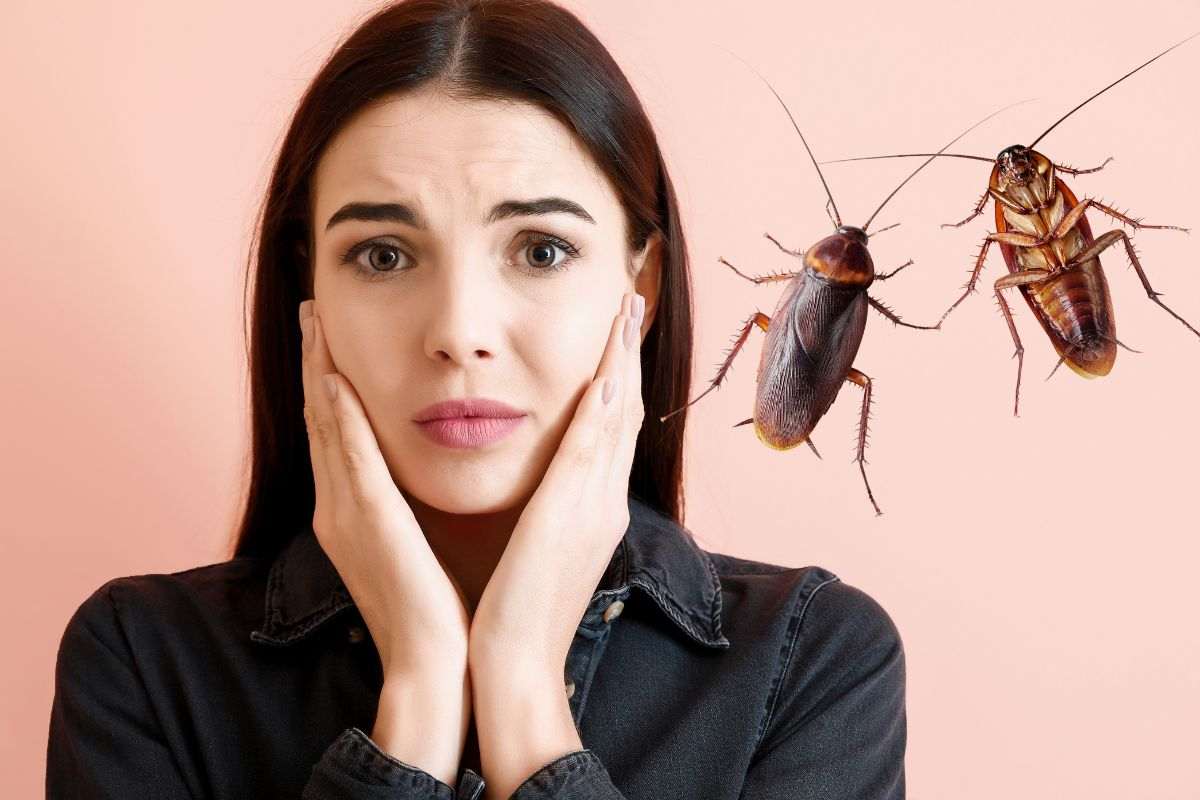 Donna preoccupata per gli scarafaggi